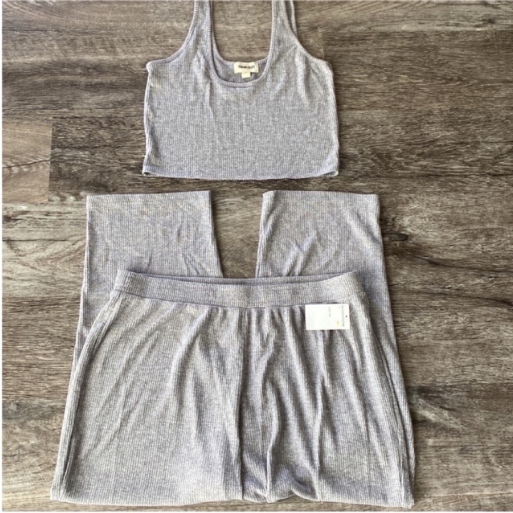 Open Edit Lounge Pants Set Grey Crop top size Large - Picture 6 of 11